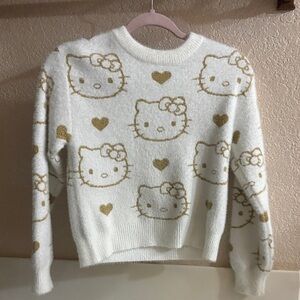 Hello Kitty White and Gold Crew Neck Sweater